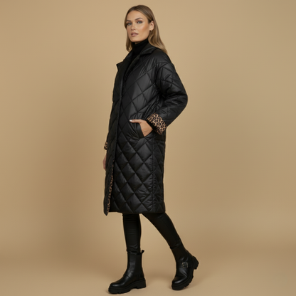 Valeria™ | Abrigo Elegante con Forro Leopardo